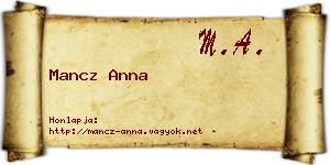 Mancz Anna névjegykártya